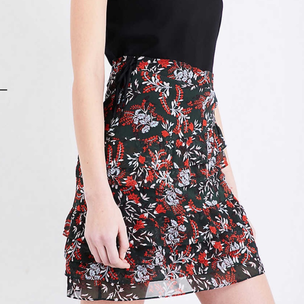 Maje Jerkita floral-print crepe mini skirt 36, Small